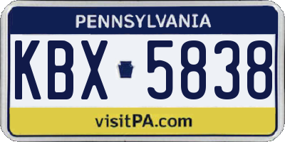 PA license plate KBX5838