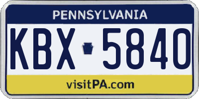 PA license plate KBX5840
