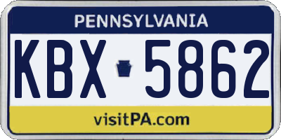 PA license plate KBX5862