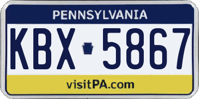 PA license plate KBX5867
