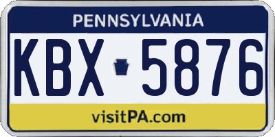 PA license plate KBX5876
