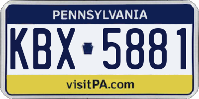PA license plate KBX5881