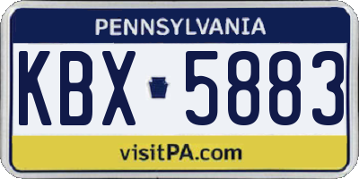 PA license plate KBX5883