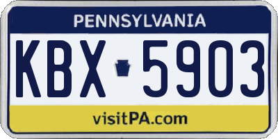 PA license plate KBX5903