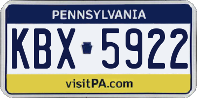 PA license plate KBX5922