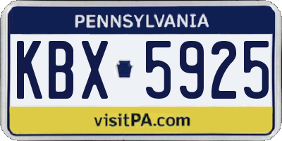 PA license plate KBX5925