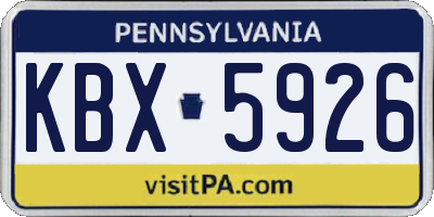 PA license plate KBX5926