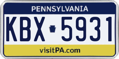 PA license plate KBX5931