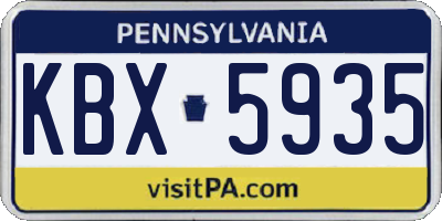 PA license plate KBX5935