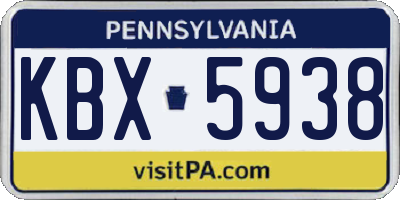 PA license plate KBX5938
