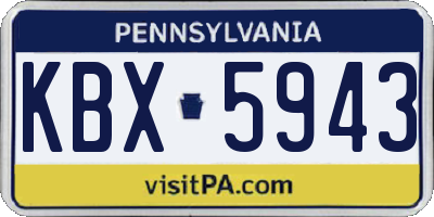 PA license plate KBX5943