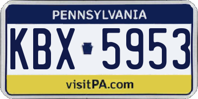 PA license plate KBX5953