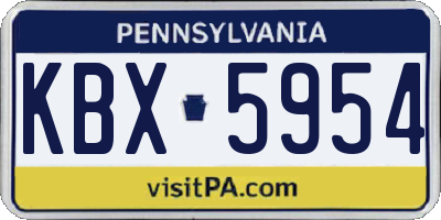 PA license plate KBX5954