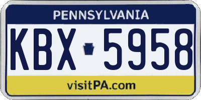 PA license plate KBX5958