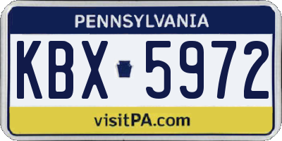PA license plate KBX5972
