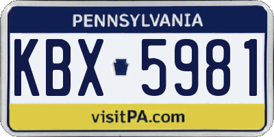 PA license plate KBX5981