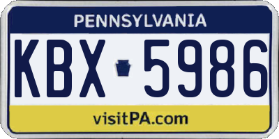 PA license plate KBX5986
