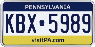 PA license plate KBX5989