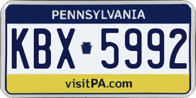PA license plate KBX5992
