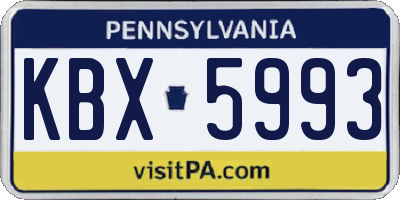 PA license plate KBX5993