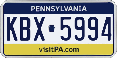 PA license plate KBX5994