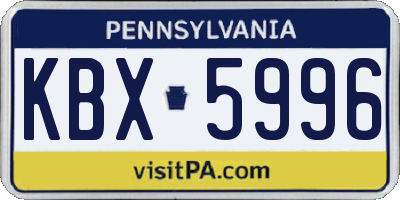 PA license plate KBX5996