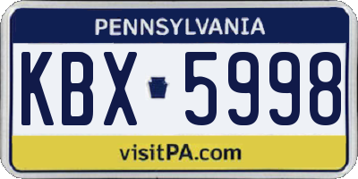 PA license plate KBX5998