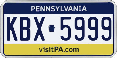 PA license plate KBX5999