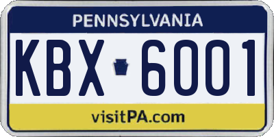 PA license plate KBX6001