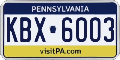 PA license plate KBX6003