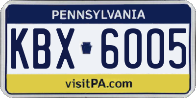 PA license plate KBX6005