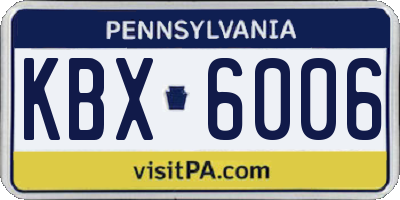 PA license plate KBX6006