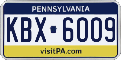 PA license plate KBX6009