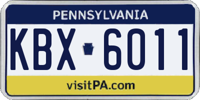 PA license plate KBX6011
