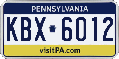 PA license plate KBX6012