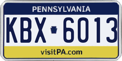 PA license plate KBX6013