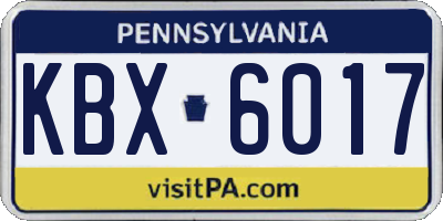 PA license plate KBX6017