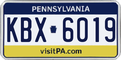 PA license plate KBX6019