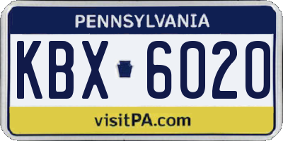 PA license plate KBX6020