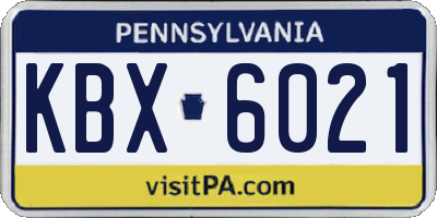 PA license plate KBX6021