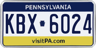 PA license plate KBX6024