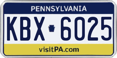 PA license plate KBX6025