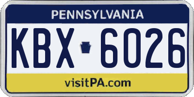 PA license plate KBX6026