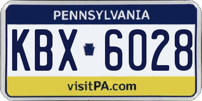 PA license plate KBX6028