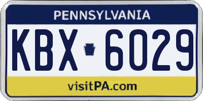 PA license plate KBX6029