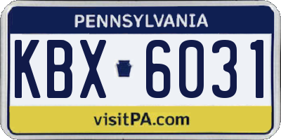 PA license plate KBX6031