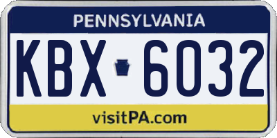 PA license plate KBX6032