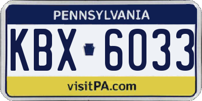 PA license plate KBX6033