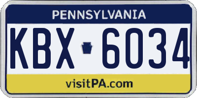 PA license plate KBX6034