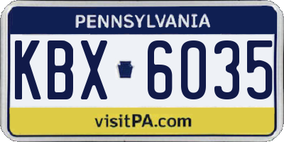 PA license plate KBX6035